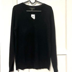 Charter Club Cashmere Black Table Vneck Sweater - Womens Medium
